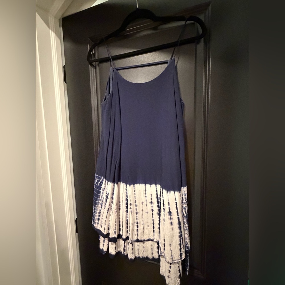 Navy and White Tie-Dye Dress